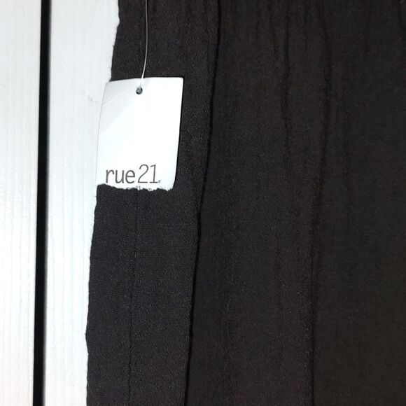 Rue21 black wide leg wide elastic band pull on casual dress pants  Sz  L - Picture 6 of 7